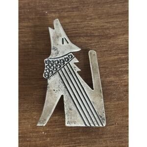 Vintage Navajo ALLISON Sterling Silver Howling Coyote Pin Brooch 5.2g